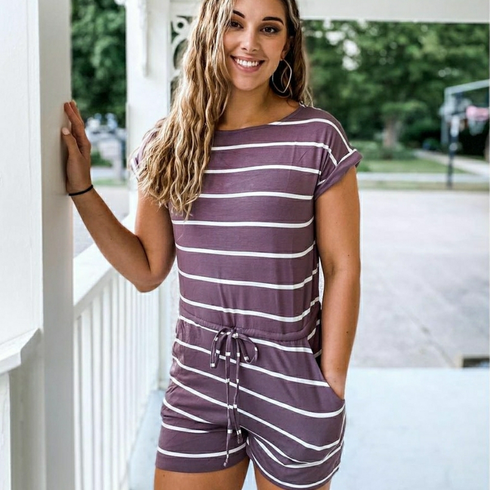 Rae Mode Super Soft Drawstring Waist Romper - image 1